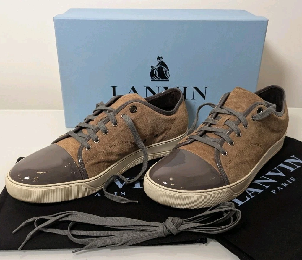 Lanvin — Lanvin Suede & Patent Calfskin Low Top Leather Sneakers Size 12 US - Sable 0513