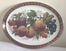 Vtg Weatherby Hanley England Royal Falcon Ware Fruit Design Oval Fruit Platter