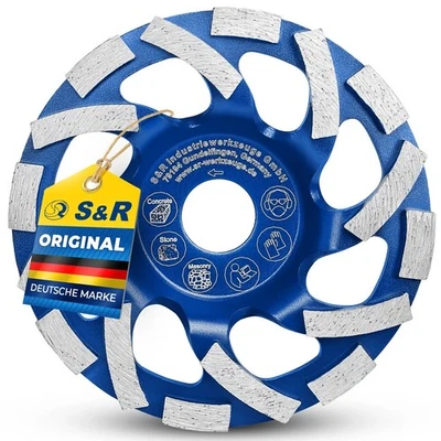 MARKENLOS Schleifteller Diamant Schleiftopf Topfscheibe Ø 125mm Betonschleifer Beton Blau