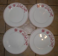 Vintage Corelle Vive Red Berries & Leaves Dinner Plates 10 3/4" Lot of 4 VGUC