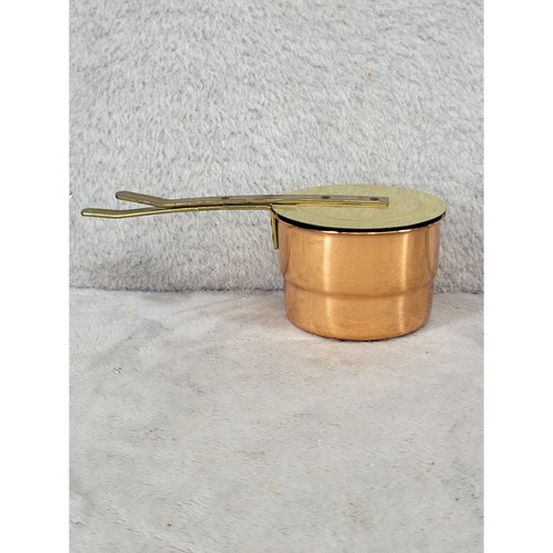 Vintage Mini Copper Butter Warmer Saucepan with Brass Lid and Handle 2 inch