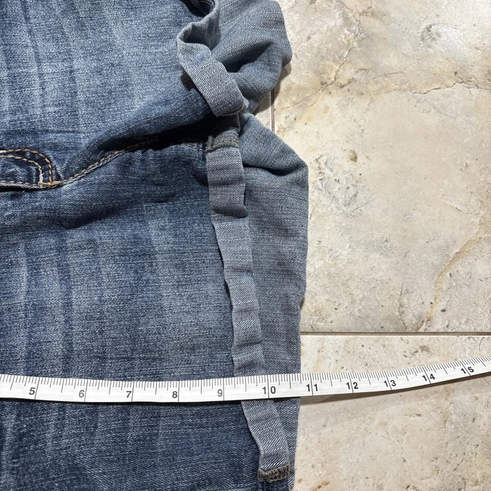 VTG Mudd Shorts Junior 14 Blue Denim Distressed Jean Cutoff Low Rise Y2K Micro - Image 3 of 4