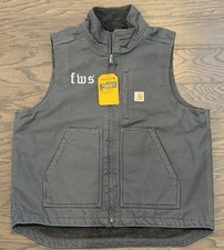 Carhartt Men's Washed Duck Sherpa Lined Vest Gray Sz Large  NEW READ Description