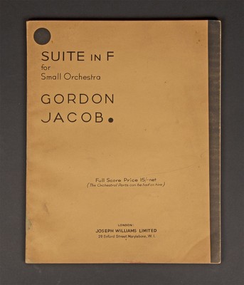 Gordon JACOB / Suite in F Full score Inscribed and signed by the composer 1943