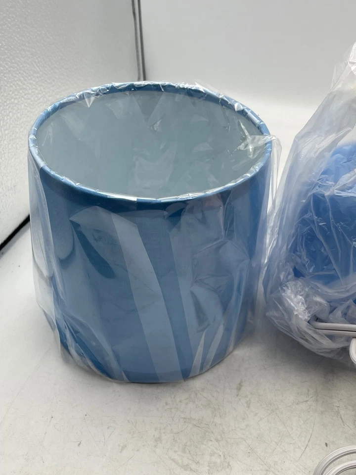 LT1134-SKY Petite Round Table Lamp Sky Blue With Matching Shade Corded Small - Image 3 of 4