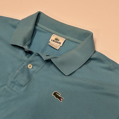 Lacoste Polo Shirt Mens XL 8 Sky Blue Solid Casual Crocodile Logo French Cotton