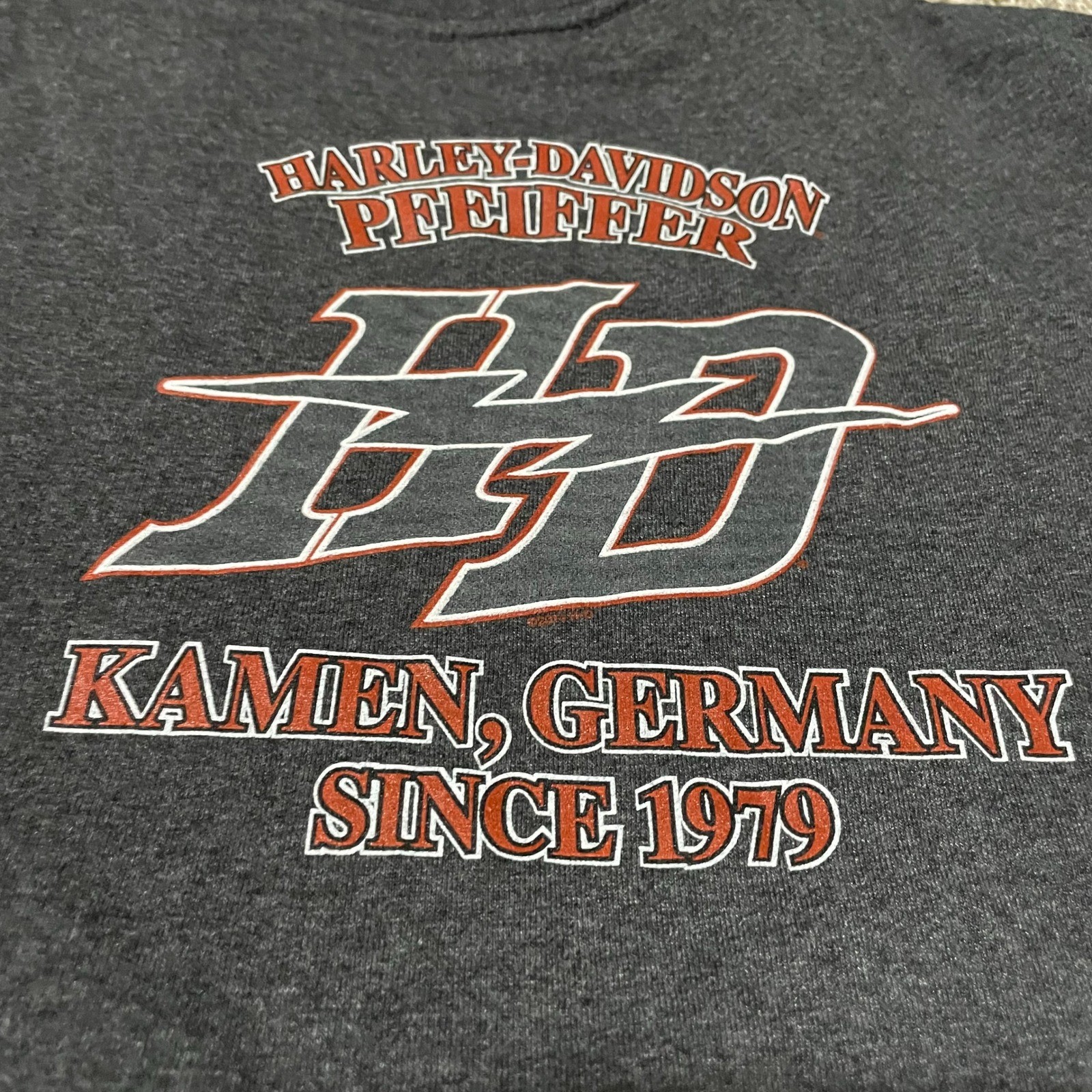 Harley-Davidson Pfeiffer Kamen Germany T-Shirt Mens XL Charcoal Grey Graphic Tee