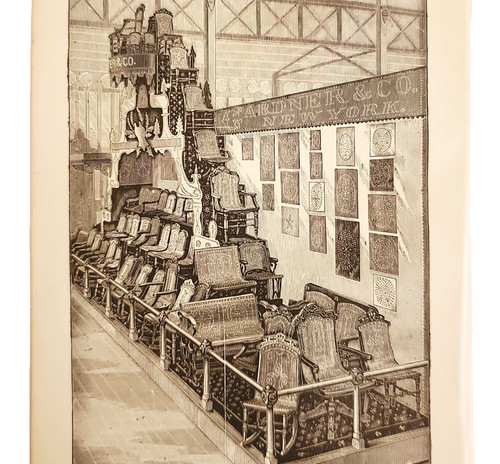 1876 Perforated Veneer Seats Exhibit Centennial Exposition Wood Engraving Print