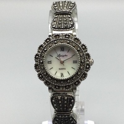 Lexington Marcasite 5823 Womens Watch 26mm White Dial Silver Tone 7.75''