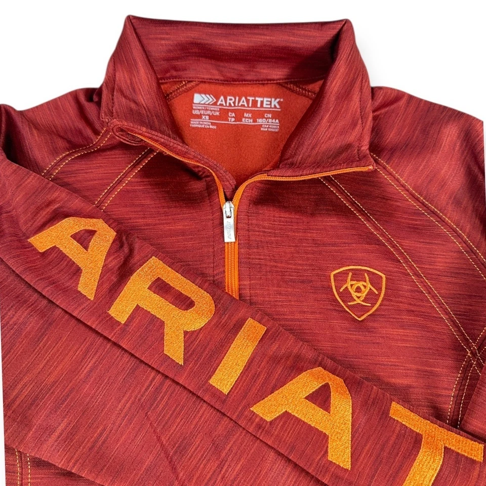 Ariat Women's Tek Team 1/2 Zip Pullover Athletic Top Red Orange - Image 2 of 4