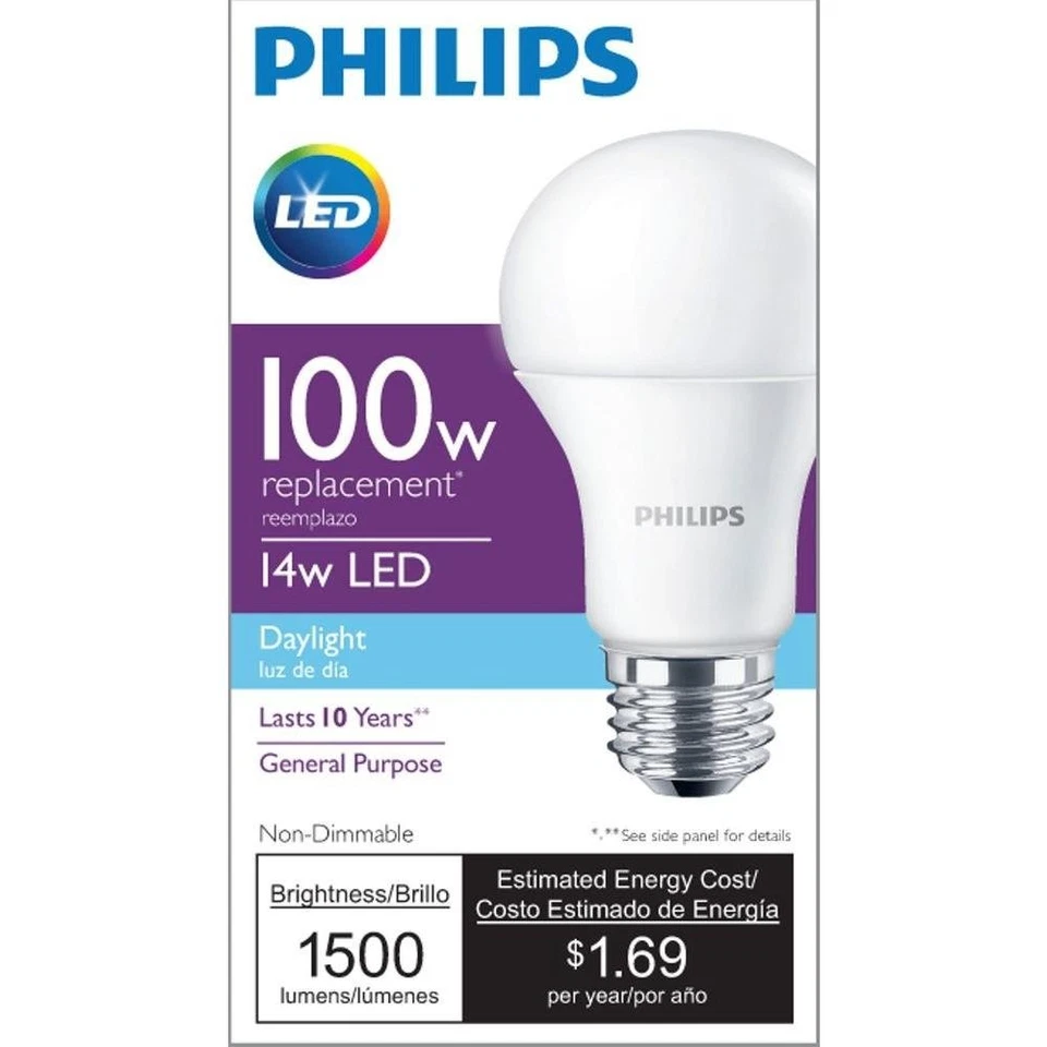 Philips Led A19 Daylight Light Bulbs 4 Pack Non Dimmable 100W Equivalent - Image 3 of 4
