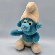 SMURF Vintage 1980 Bean Bag Plush Stuffed Animal Peyo / Wallace Berrie 7 " Tal