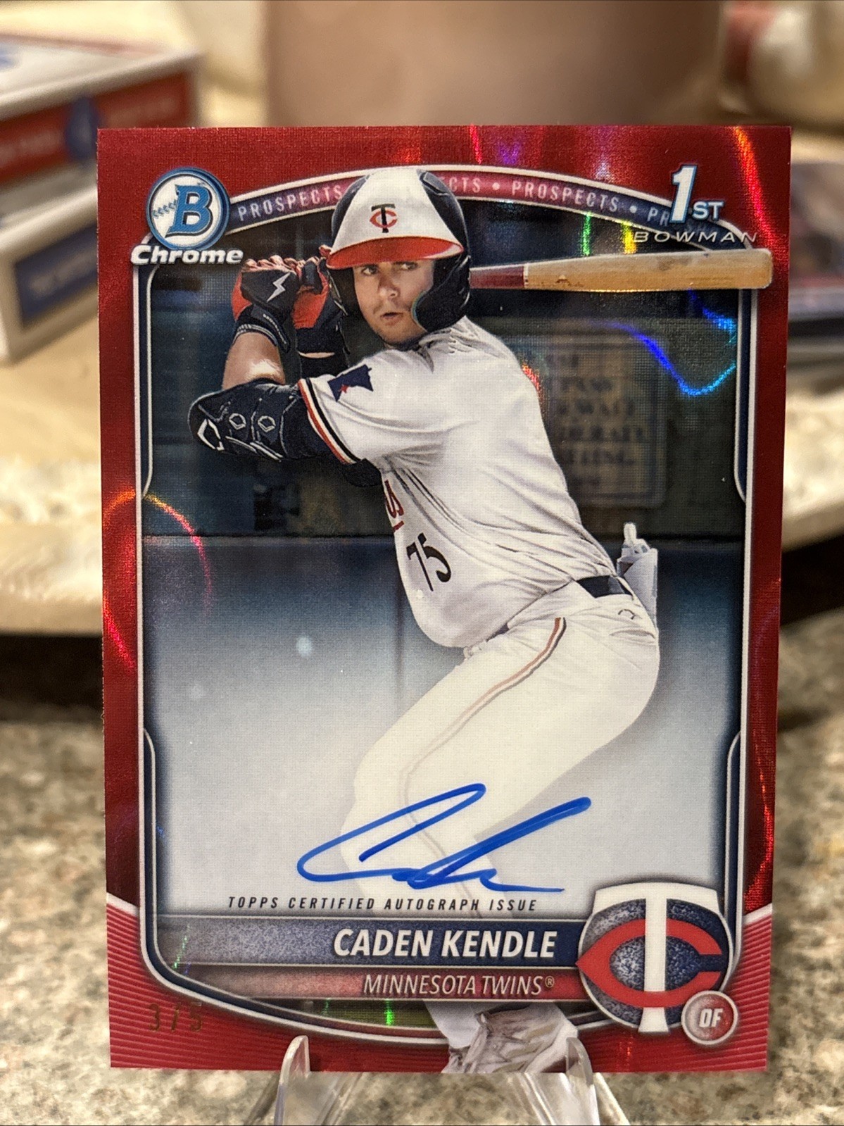 2025 Bowman Chrome Prospects Caden Kendle CPA-CKE Red Lava auto /5