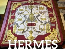 Hermes Etriers Silk Scarf Crimson and Gold by Fran oise de la Perriere