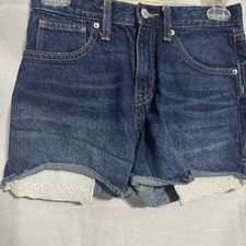 Old Navy Shorts Denim Cream Lace High Rise Adjustable Waist Girls Size 14