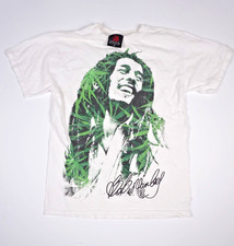 Vintage Bob Marley Rasta Weed T Shirt Mens Small White Zion Rootswear 90s USA