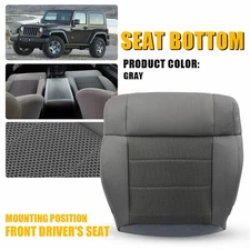 Fit 2007-2010 Wrangler Jeep Front Bottom Left Seat Cover Cloth Gray Breathable