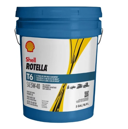 Shell ROTELLA T6 Full Synthetic 5W-40 Diesel Motor Engine Oil - 5 Gallon (5 Gal)