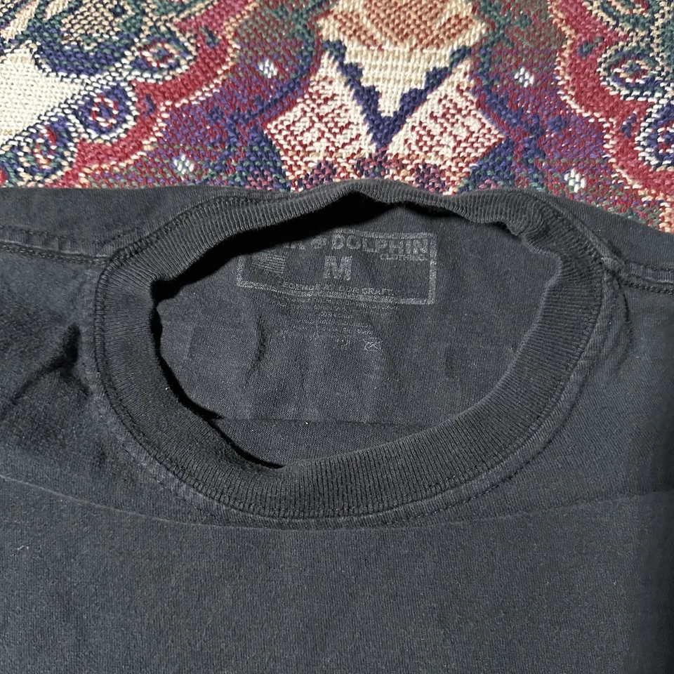 Pink Dolphin Men's Black Camo Script Long Sleeve T-Shirt Double Sided Size M - Image 4 of 4