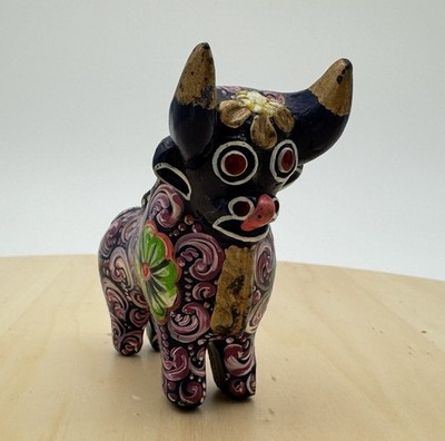Hand Painted Torito de Pucara Peruvian Ceramic Bull Unique Home Decor & Gift 3in