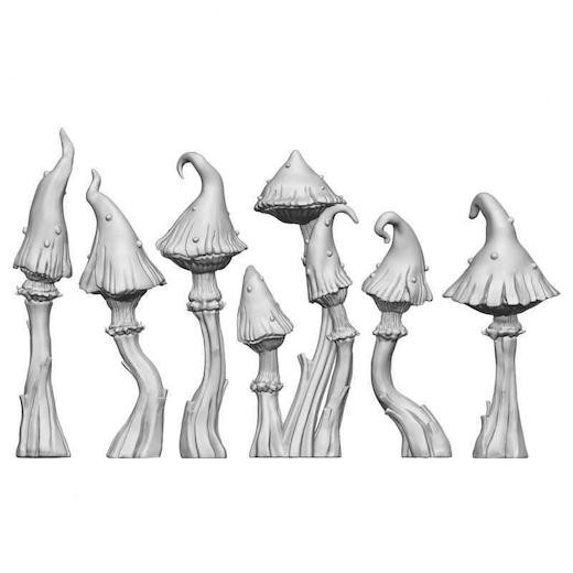 Green Stuff World 3D Printed Resin Bits - Goblin Mushrooms XL 1:48