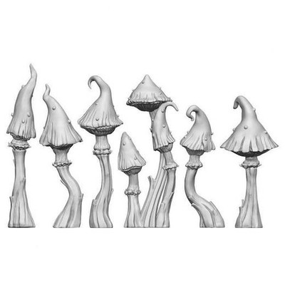 Green Stuff World 3D Printed Resin Bits - Goblin Mushrooms XL 1:48