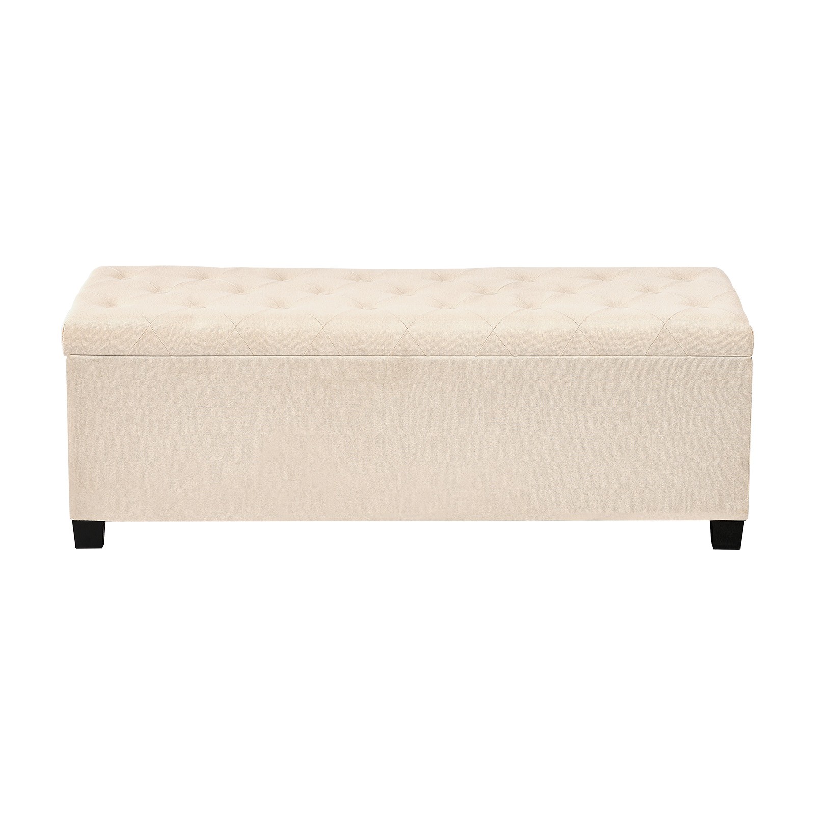VEVOR Storage Ottoman Bench Button-Tufted End of Bed Bench Metal Frame Beige