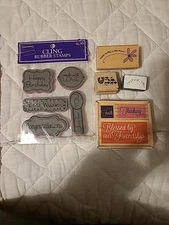 Lot of 8 Greeting and Sentiment Stamps --Variety of Brands 