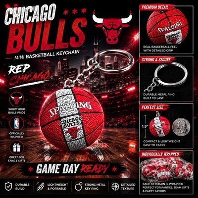 NBA ~ Spalding Mini Basketball Keychain ~ Chicago Bulls ~ NBA Licensed