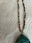 Vtg Heishi and Turquoise Chip Inlaid Shell Necklace - aL8 — photo 2