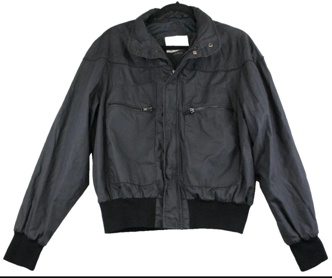 Bomber Jacket Mens Large Black Full Zip Chest Pockets Ribbed Hem Packable Hood
Opens in a new window