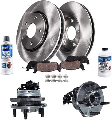 Front Wheel Bearing & Hub + 296mm Brake Rotor Pad for Chevy Cobalt HHR Malibu G6