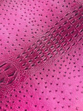 Fuchsia 54 Wide Crocodile/Ostrich Texture Faux Leather Vinyl Fabric By The Yard