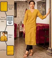 Women's Designer Rayon Kurta and Pant Set Indian Bollywood Party Wear Kurti