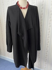Jaeger Black Wool & Cashmere Edge to Edge Waterfall Cardigan XS RRP £140