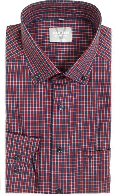 Marvelis Hemd Comfort Fit Button Down marine / rot Karo 7058.64.35