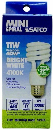 S7215 11W E26 Base T2 Mini Spiral 4100K Equivalent 40W Lamp Enclosed Fixtures - Image 2 of 4
