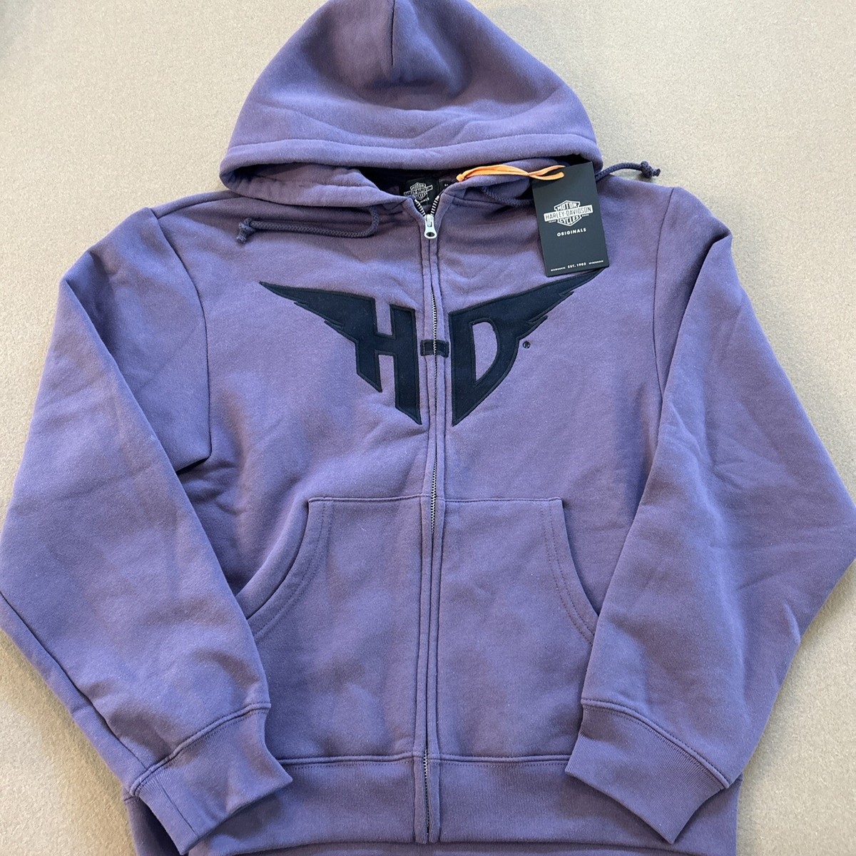 Harley Davidson mens Wing Zip-Up Hoodie Dark Plum Size XS | eBay