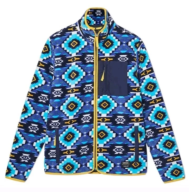 WESC Moritz Aztec Print Polar Fleece Jacket Layering Outdoor Unisex Small NEW