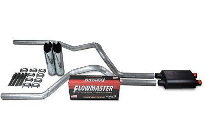 96-99 GM 1500 Dual Inlet Exhaust Kit Flowmaster Super 44 Chrome Tips