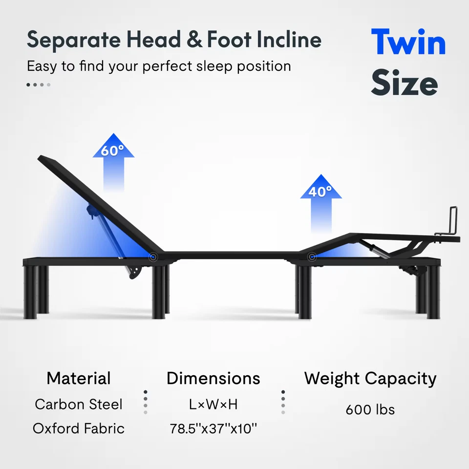 FlexiSpot Adjustable Bed Frame S2 Lite with Dual Motor Twin Queen Size - image 4 of 4