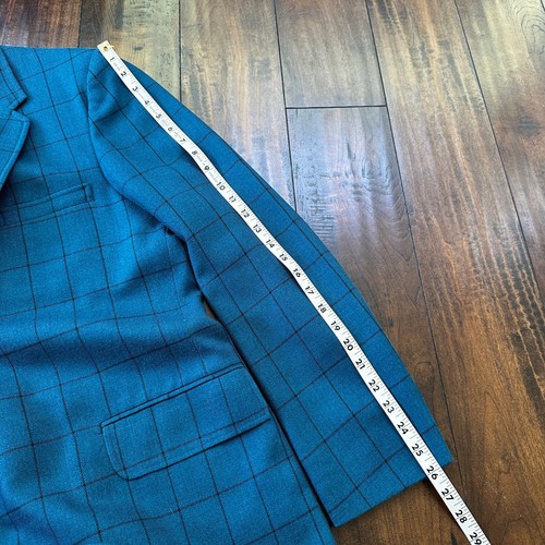 1960s 1970s Blue Pinstripe VTG Suit Jacket Sportcoat 42 Wool Checker Rockabilly - Picture 13 of 15