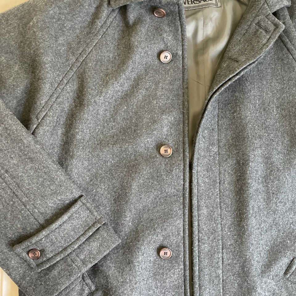 100% Lana Wool Versace Impermeabile Coat - Image 4 of 4