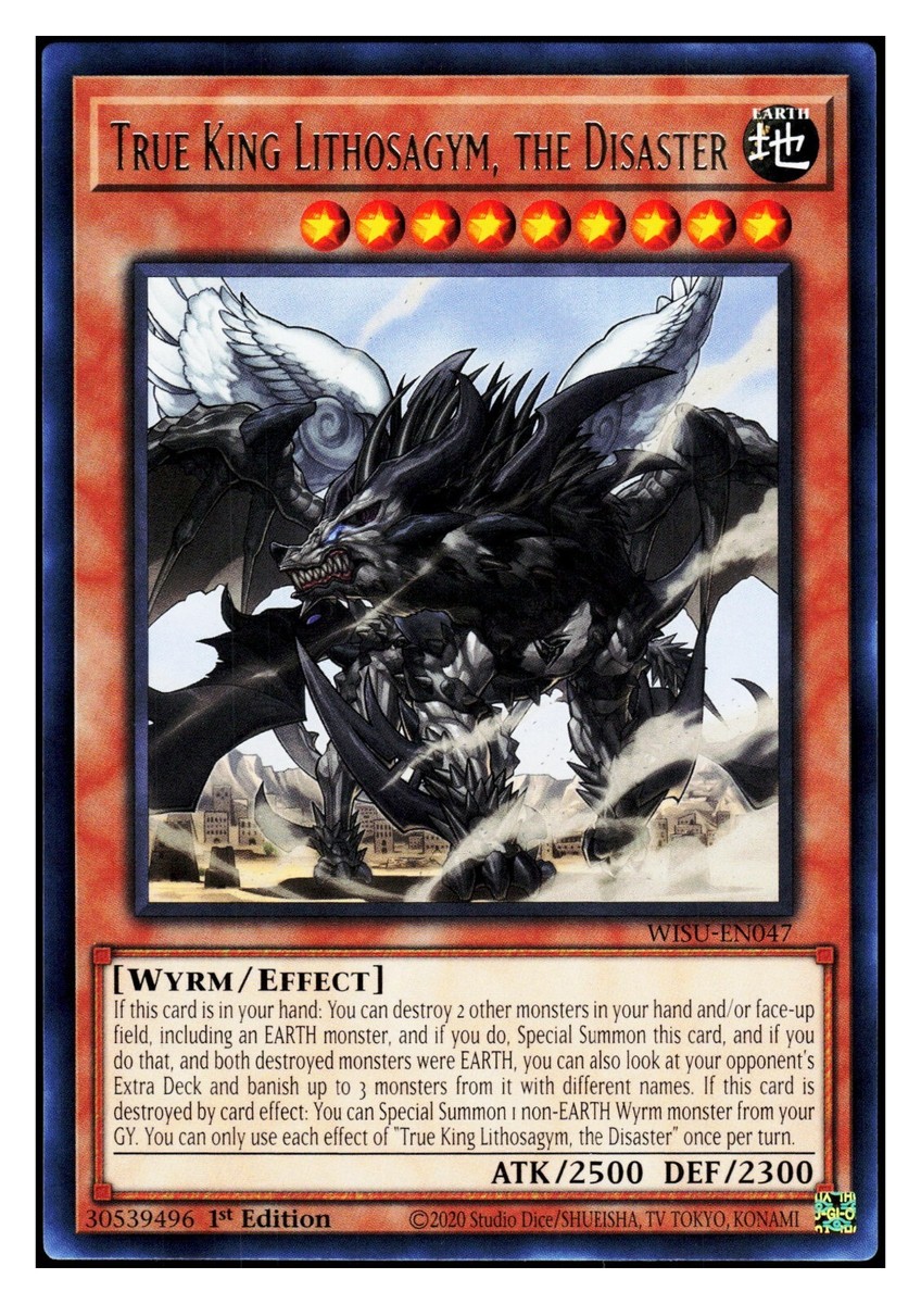 true king yugioh cards YuGiOh WISU-EN047 True King Lithosagym, the Disaster Wild Survivors Rare