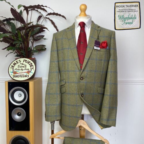 Traje de ventana Brook Taverner (42Lx36W) nuevo con etiquetas Haincliffe Yorkshire TWEED 2 piezas