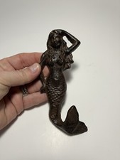 Rustic Cast Iron Mermaid Hook Wall Hanger Decor Beach Nautical Towel Holder