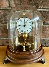 NICE Briggs Rotary Conical Pendulum Clock w/Glass Dome by Horolovar - WORKS!