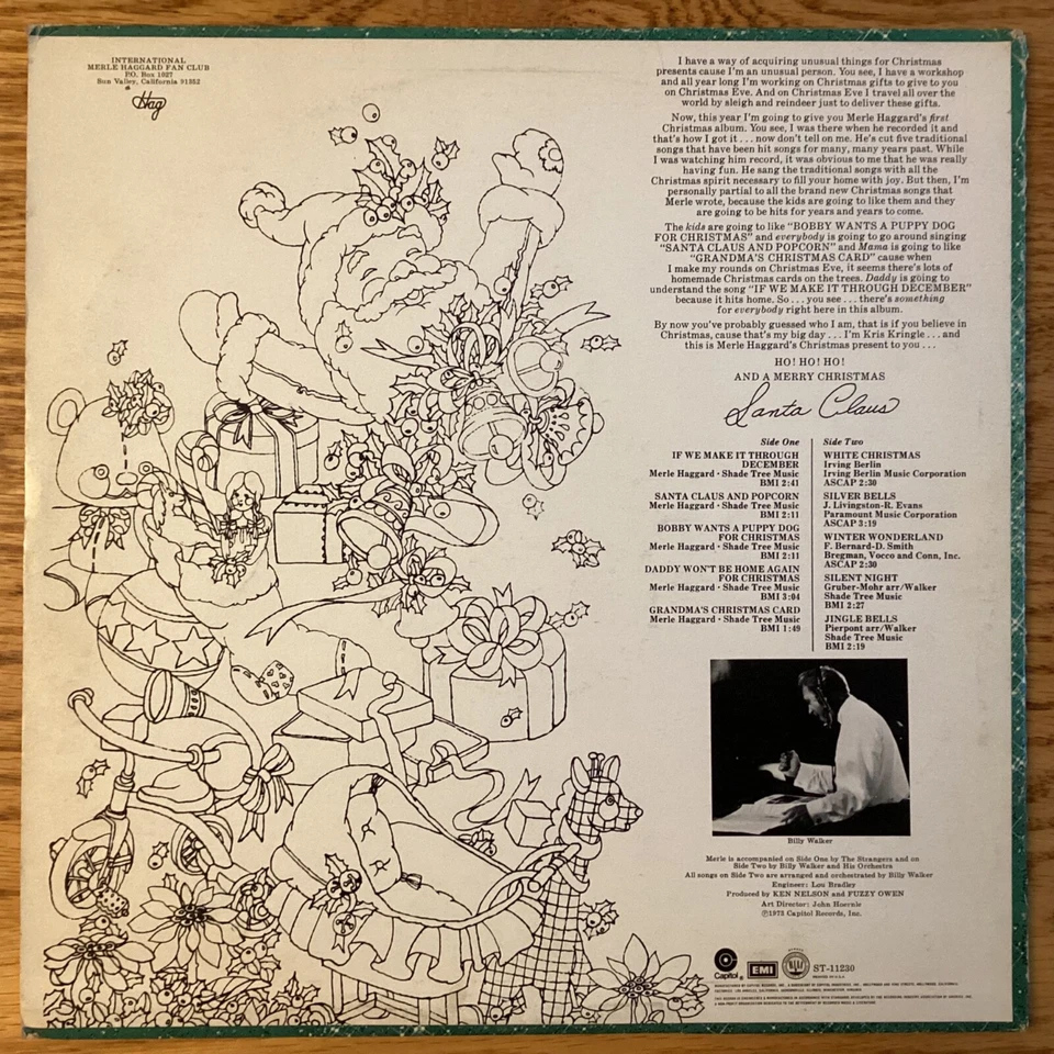 Merle Haggard “Merle Haggard’s Christmas Present" 33 1/3 rpm LP, ST-11230 - Imagem 2 de 4