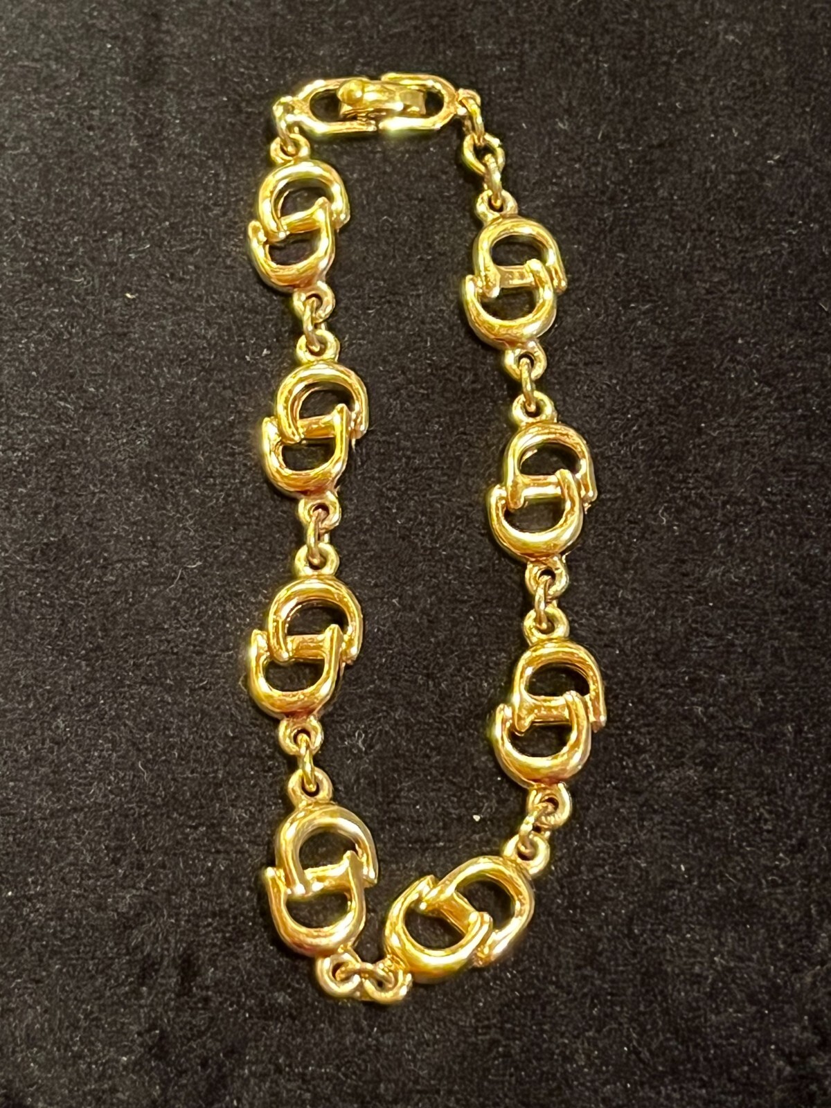 CHRISTIAN DIOR Bracelet Bangle Chain AUTH LOGO BIG Vintage CD F/S 7