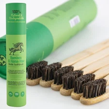 Gaia Guy Soft Natural Bristle Bamboo Toothbrush (NO Nylon - Horsehair ONLY) 